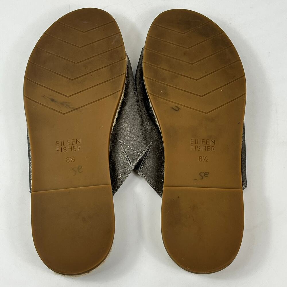 Eileen Fisher Milly Womens Sz 8.5Metallic Gray Suede Espadrille Slide Sandals - Picture 6 of 12